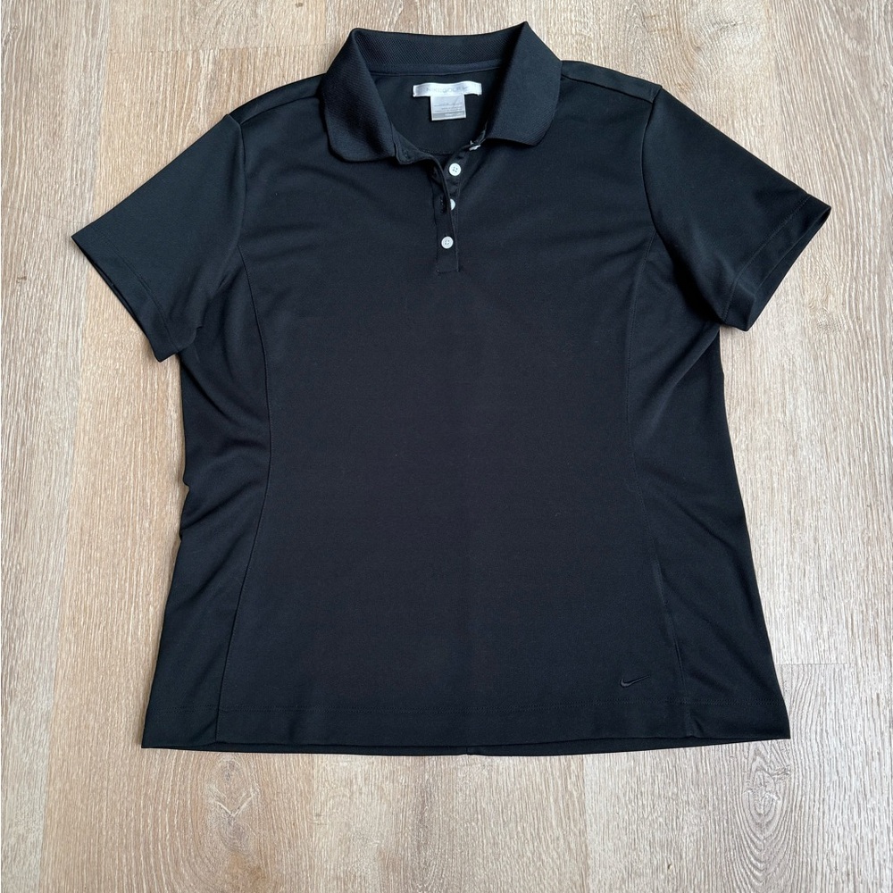 Nike Golf Women's Black NikeFit Dry Polo Shirt Size L (12-14) Short Sleeve Sport